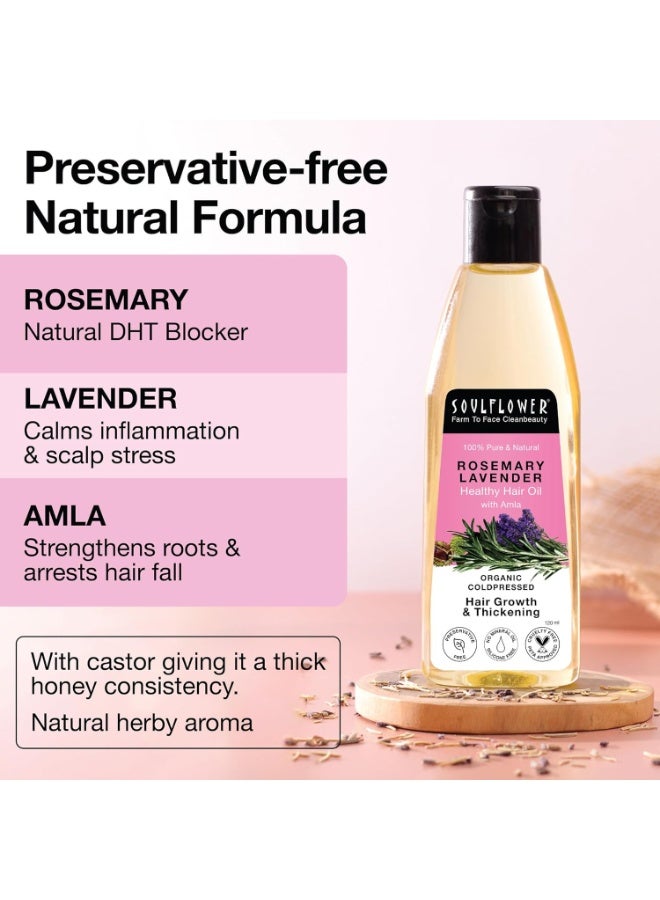 Soulflower Rosemary Lavender Hair Oil For Healthy Hair, Scalp Nourishment, Hair Growth - 100% Pure & Natural Undiluted Cold Pressed Oil, 120Ml - Image 2